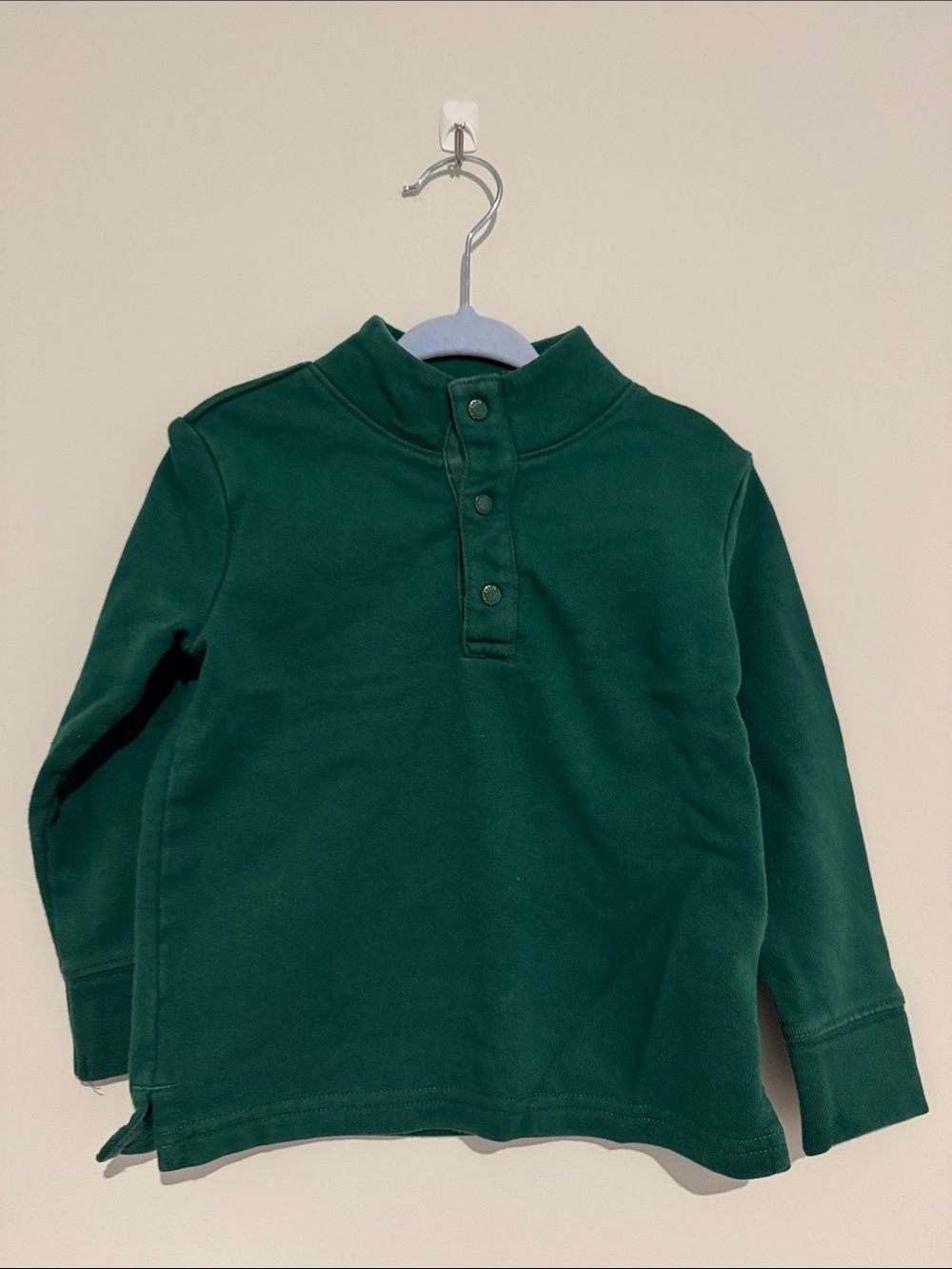 Janie & Jack Dark Green Snap-Neck Long Sleeve Pullover Top 2T